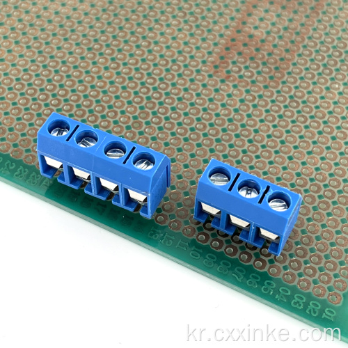 5.0mm 피치 나사 유형 PCB 인라인 터미널 블록 블루